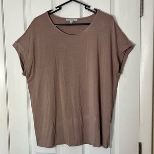 Green Envelope rayon t-shirt cap sleeve brown soft lightweight size XL